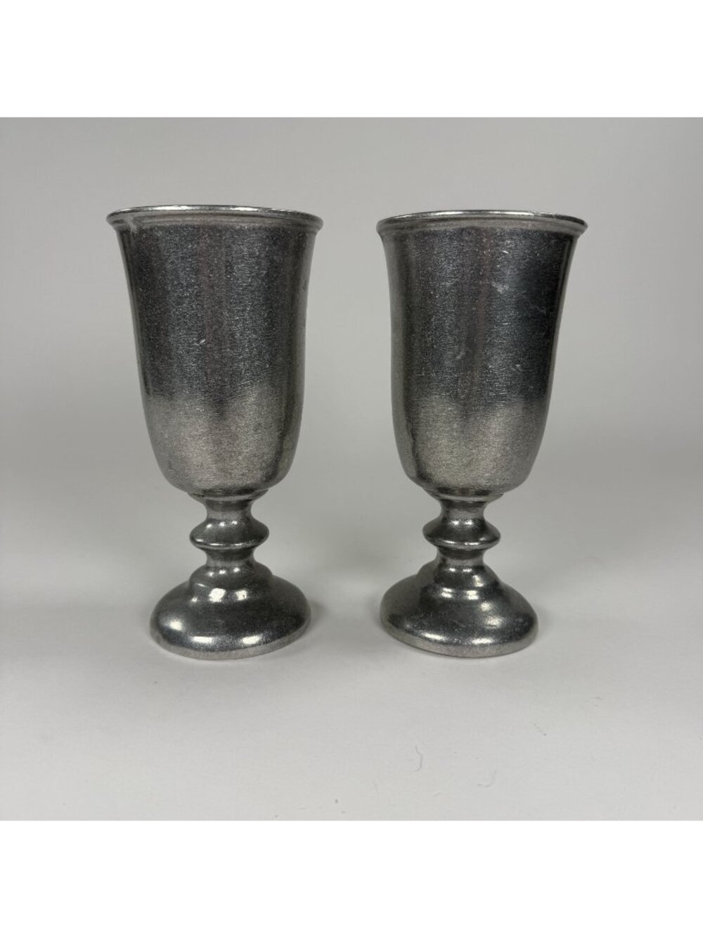 Vintage RWP Wilton Armetale Pewter Plough Tavern Wine Goblets 7”